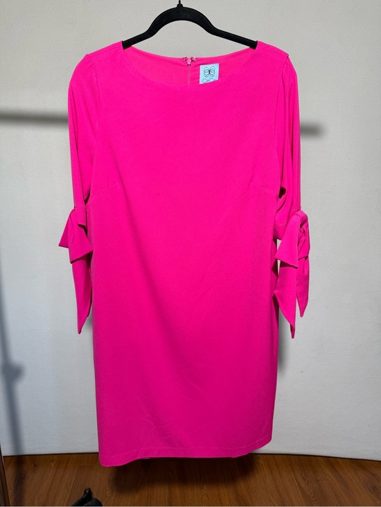 CeCe Dresses & Skirts - CeCe Bright Pink Shift Dress with Sleeve Tie Accents